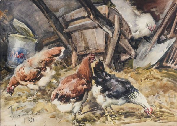 ACQUERELLO POLLAIO DI ALDO RAIMONDI