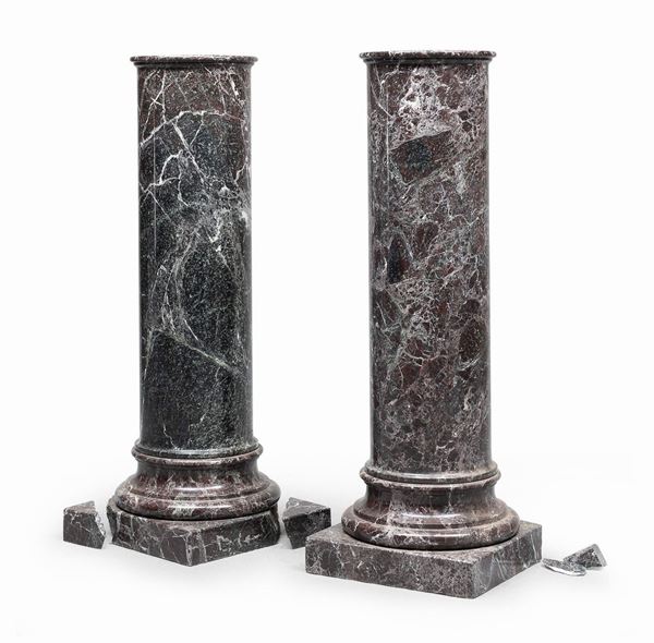 COPPIA DI COLONNE IN MARMO FIOR DI PESCO