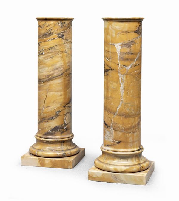 COPPIA DI COLONNE IN MARMO GIALLO DI SIENA