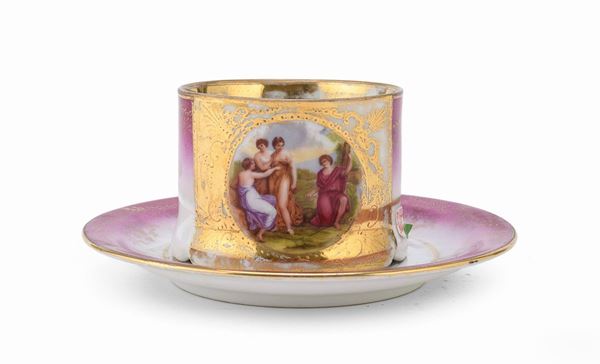TAZZA E PIATTINO IN PORCELLANA, VIENNA