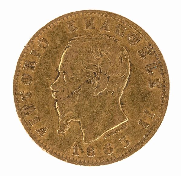 MONETA ORO DA CINQUE LIRE, VITTORIO EMANUELE II, 1865