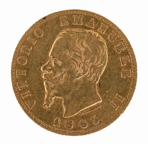 MONETA DA CINQUE LIRE IN ORO, VITTORIO EMANUELE II 1865