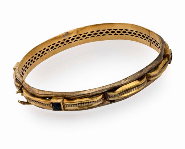 BRACCIALE RIGIDO CON PIETRE DURE BLU