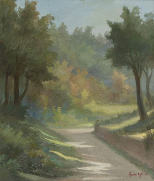 DIPINTO STRADA NEL BOSCO