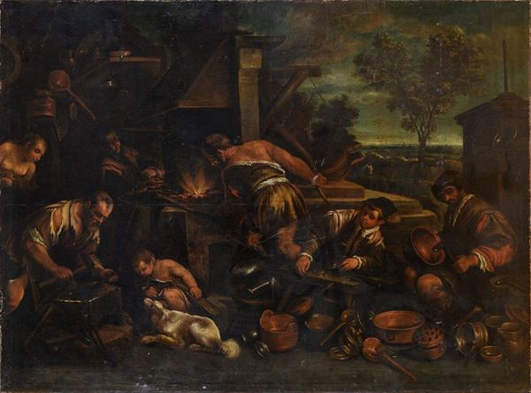 LA FUCINA DI VULCANO DELL&#39;AMBITO DI FRANCESCO BASSANO
