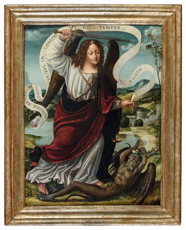 DIPINTO SAN MICHELE ARCANGELO DI MARCO D&#39;OGGIONO