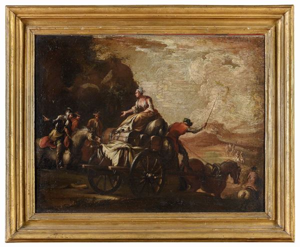 PAESAGGIO CON VIANDANTI ATTRIBUITO A FRANCESCO CASANOVA