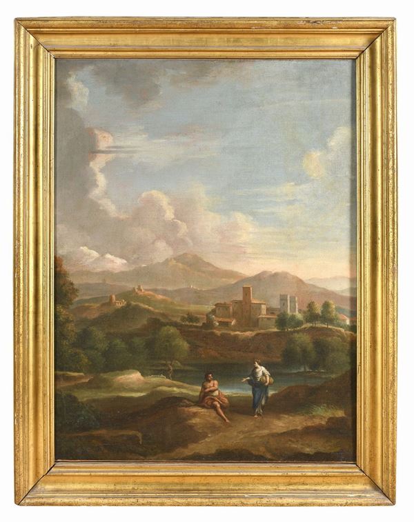 DIPINTO VALLE DEL TEVERE DI PITTORE ROMANO DEL SETTECENTO