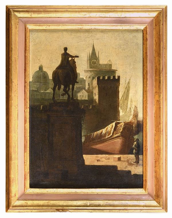 DIPINTO STATUA EQUESTRE DI MARCO AURELIO DI PITTORE OLANDESE