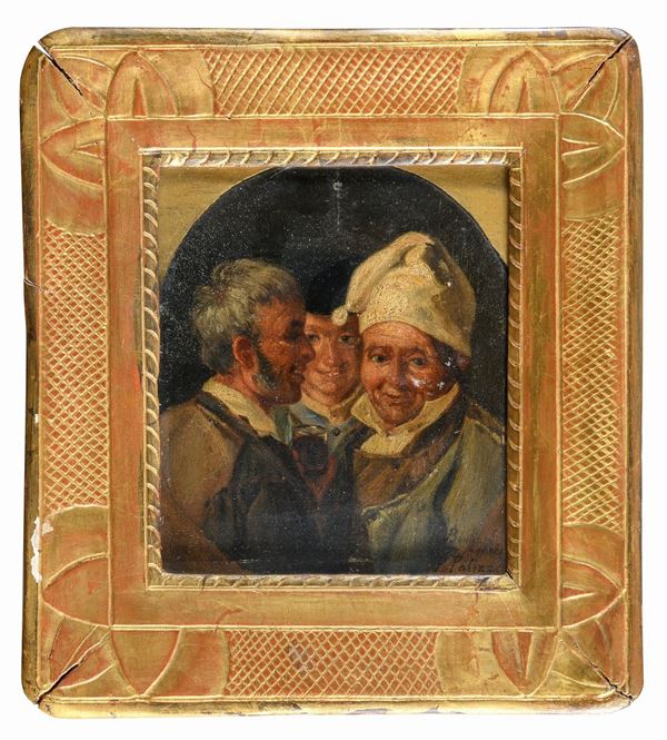 DIPINTO TRE PERSONAGGI DI PITTORE NAPOLETANO