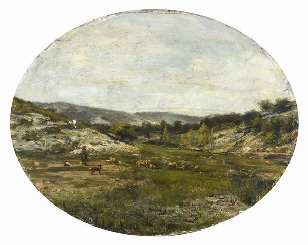 DIPINTO PAESAGGIO CON GREGGE DI PITTORE ABRUZZESE