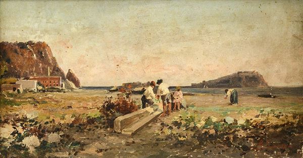 DIPINTO FIGURE A ISCHIA DI GIUSEPPE LAEZZA