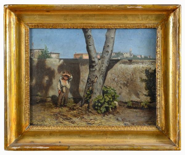 DIPINTO CONTADINELLO IN CORTILE DI FILIPPO PALIZZI
