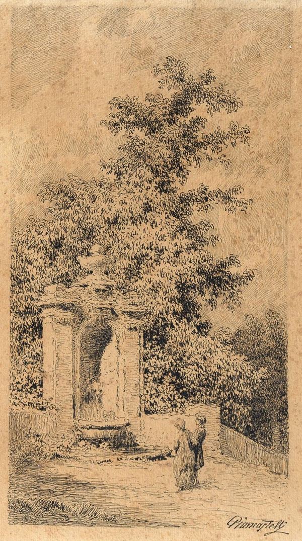 INCISIONE PAESAGGIO DI GIOVANNI PIANCASTELLI