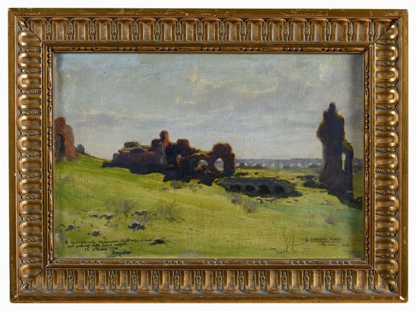 DIPINTO CAMPAGNA ROMANA DI ENRIQUE SERRA