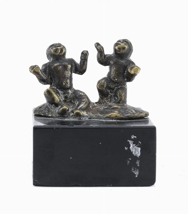 SCULTURA MIGNON IN BRONZO DI ROMOLO E REMO