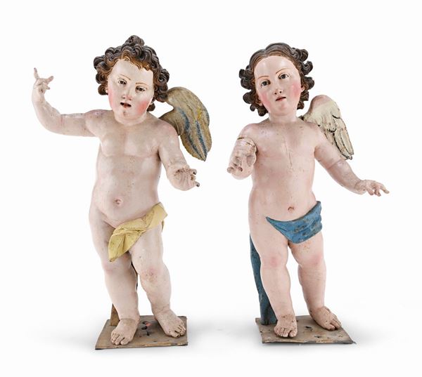 COPPIA DI SCULTURE DI AMORINI, ROMA FINE XVII SECOLO