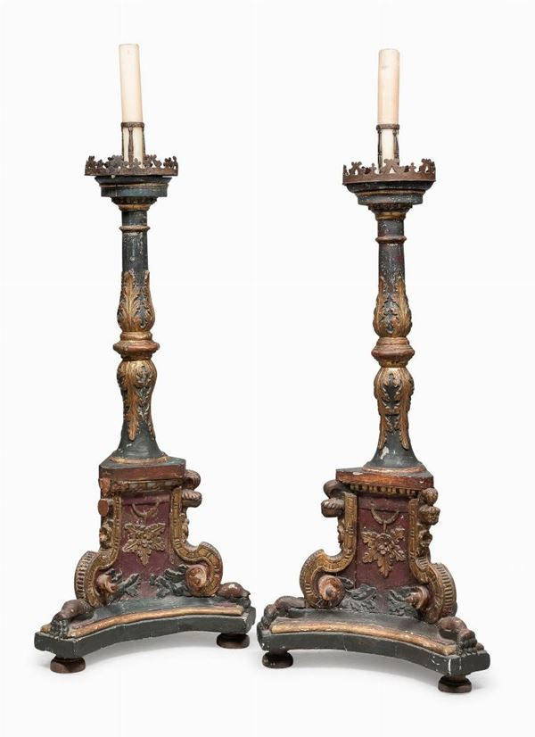 COPPIA DI CANDELIERI DA TERRA, ROMA STATO DELLA CHIESA