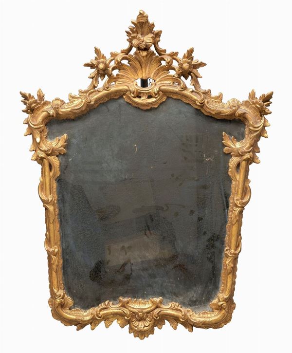 SPECCHIERA IN LEGNO DORATO, XVIII SECOLO
