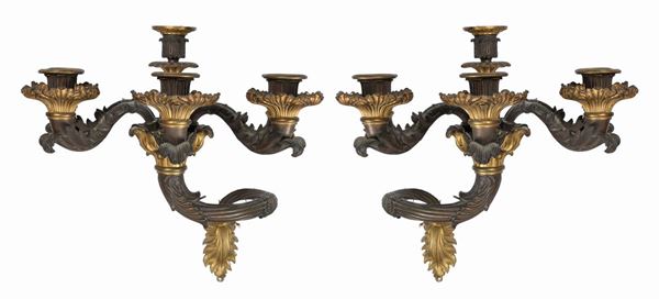 COPPIA DI APPLIQUES IN BRONZO, INIZI XIX SECOLO