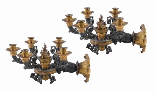 COPPIA DI APPLIQUES IN BRONZO, INIZIO XIX SECOLO