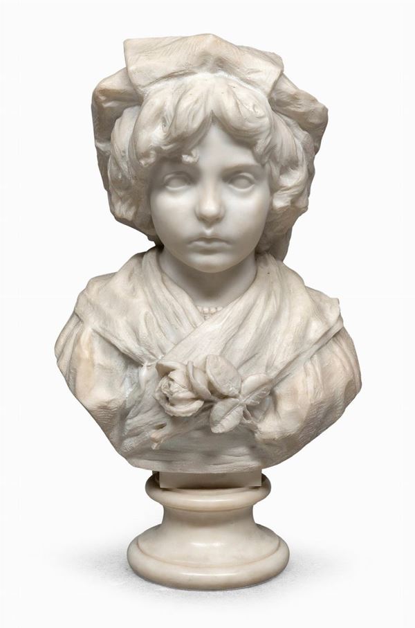 BUSTO IN MARMO GIOVANE POPOLANA F.TO ERCOLE ROSA