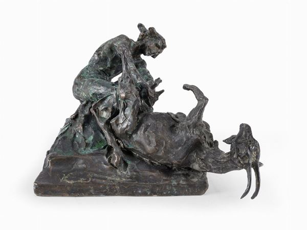 GRUPPO IN BRONZO LA CAPRETTA DI ATTILIO PRENDONI