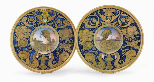 COPPIA DI PIATTI IN CERAMICA, FIDIA DERUTA