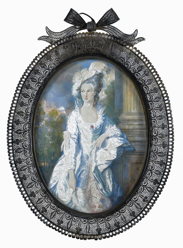 MINIATURA FRANCESE RITRATTO DI NOBILDONNA