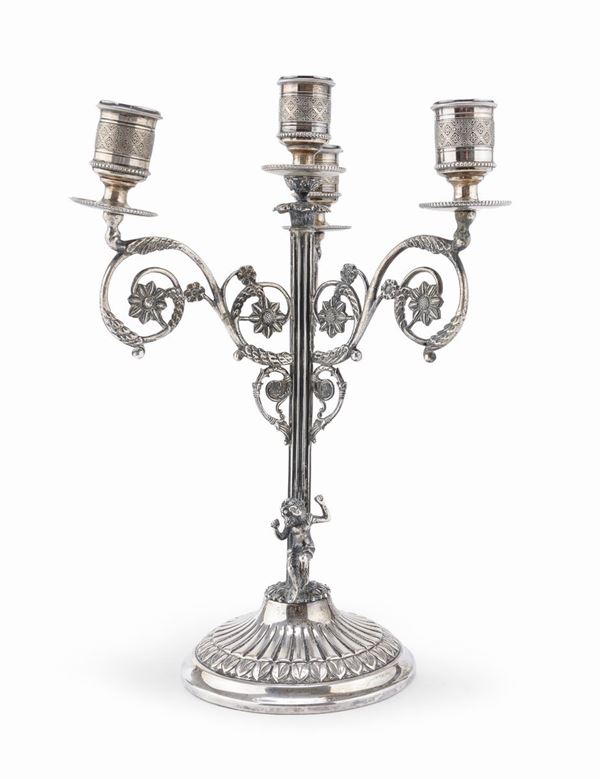 CANDELABRO IN ARGENTO, ITALIA XX SECOLO
