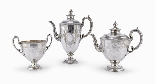 SERVIZIO DA T&#200; E CAFF&#200; IN ARGENTO, PUNZONE LONDRA 1868
