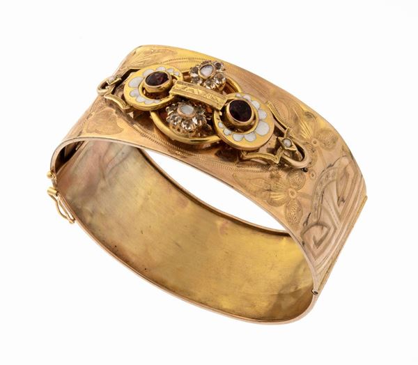 BRACCIALE CON SMALTI, ZAFFIRI  E PERLE