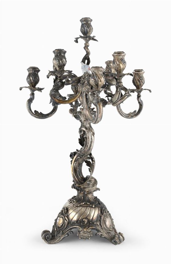 CANDELABRO IN ARGENTO MASSICCIO, GERMANIA XIX SECOLO