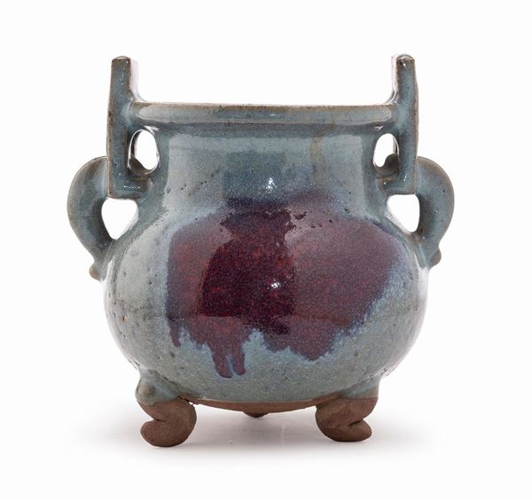 INCENSIERE IN CERAMICA INVETRIATA, CINA XVII SECOLO