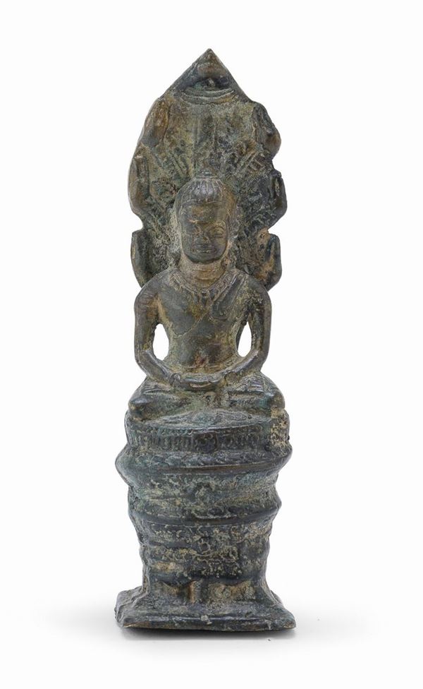 SCULTURA DI BUDDHA IN BRONZO, CAMBOGIA