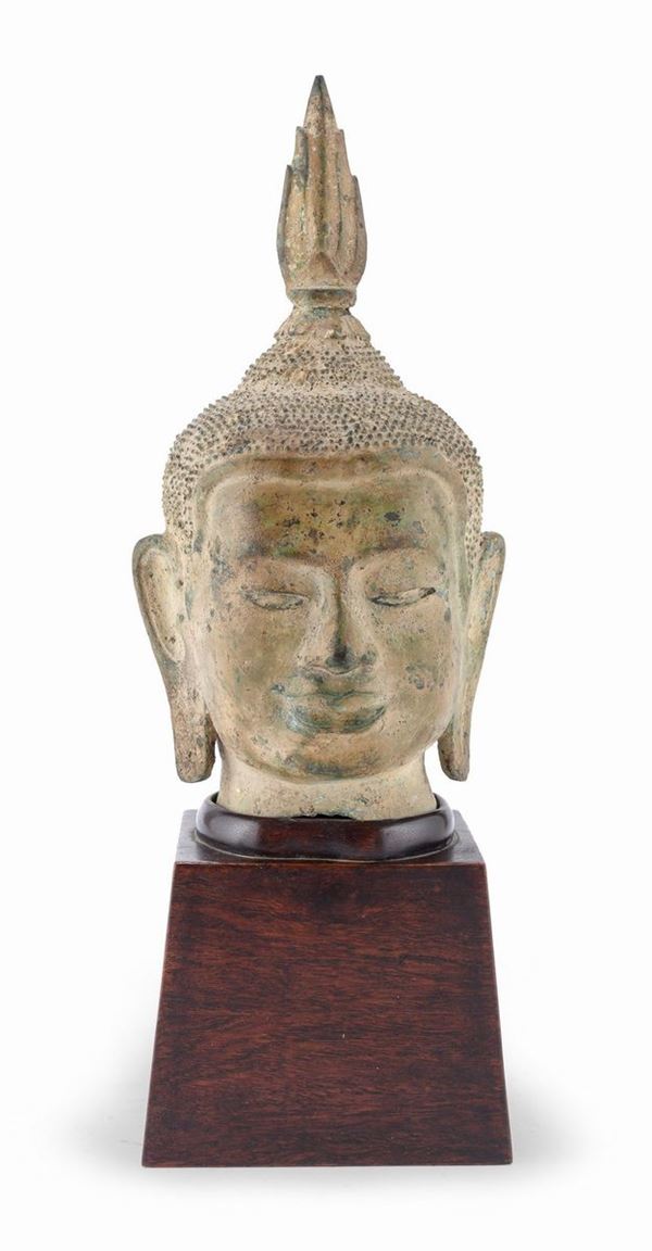 TESTA DI BUDDHA IN BRONZO, TAILANDIA