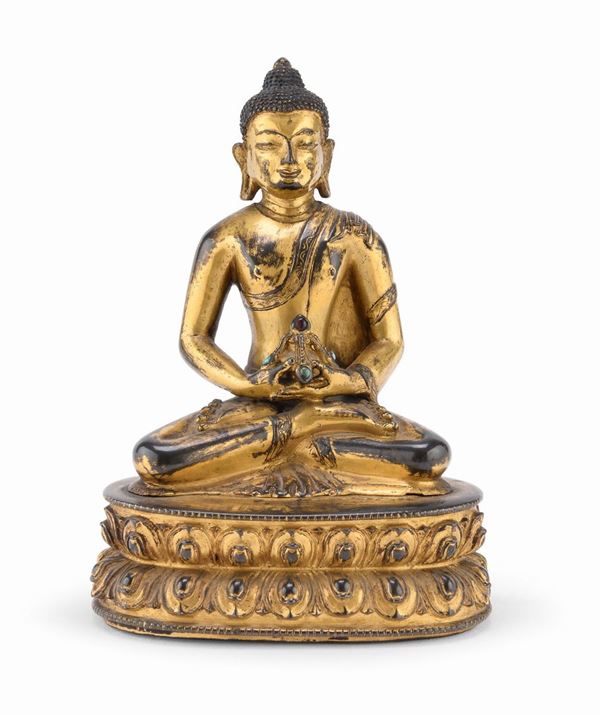 BUDDHA IN BROZNO DORATO, TIBET FINE XVII, INIZIO XVIII SECOLO