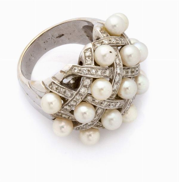 ANELLO CON BRILLANTI E MICRO PERLE