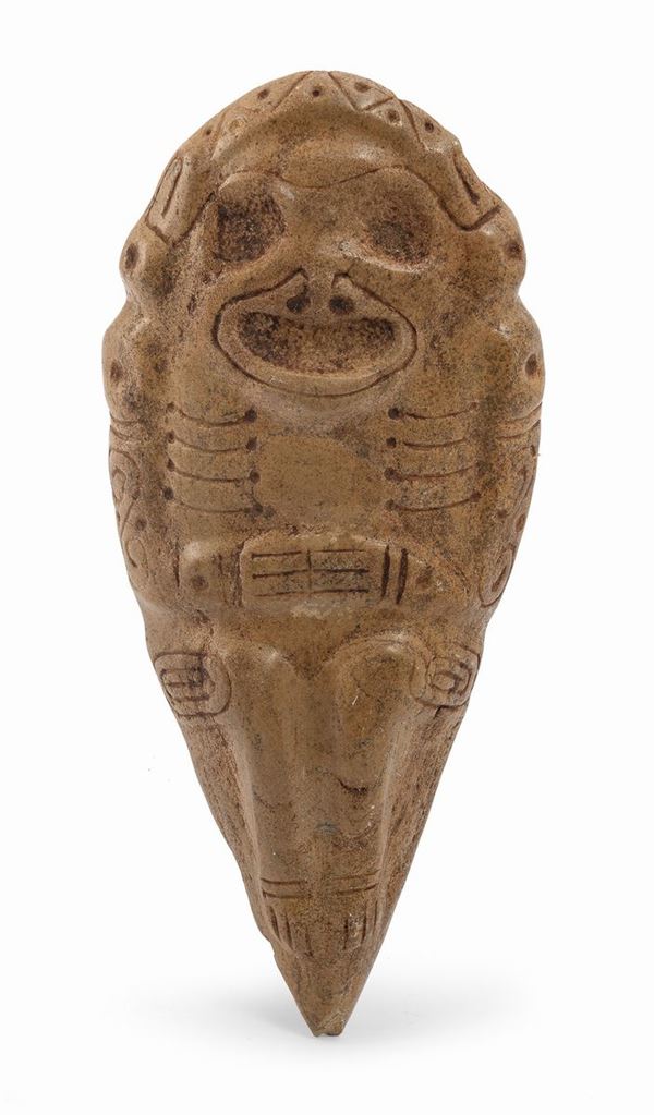 SCULTURA IN PIETRA CON DIVINIT&#193; ZEMI, CULTURA TAINO 1100-1500 A.D.
