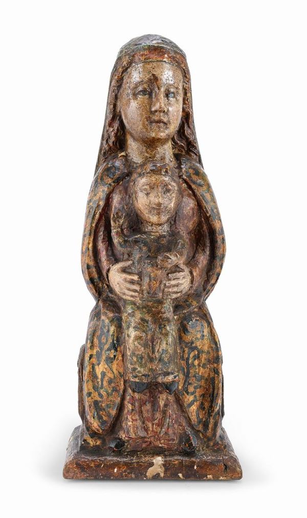 SCULTURA LIGNEA DELLA VERGINE COL BIMBO, STILE GOTICO