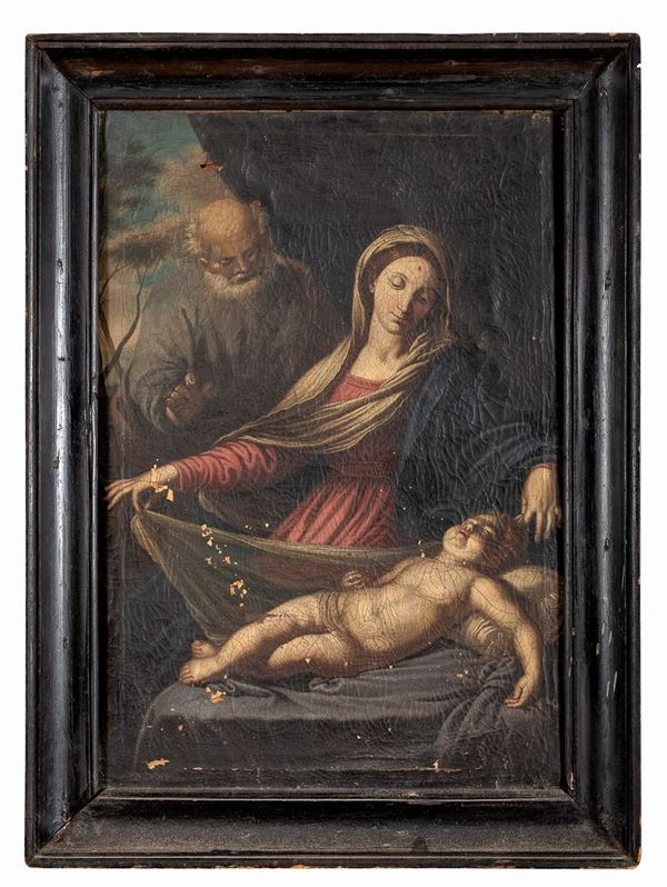 DIPINTO SACRA FAMIGLIA DI PITTORE ROMANO DEL SETTECENTO