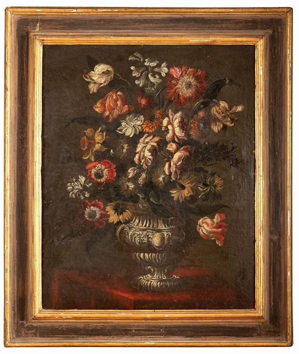 DIPINTO VASO DI FIORI DI PITTORE ROMANO
