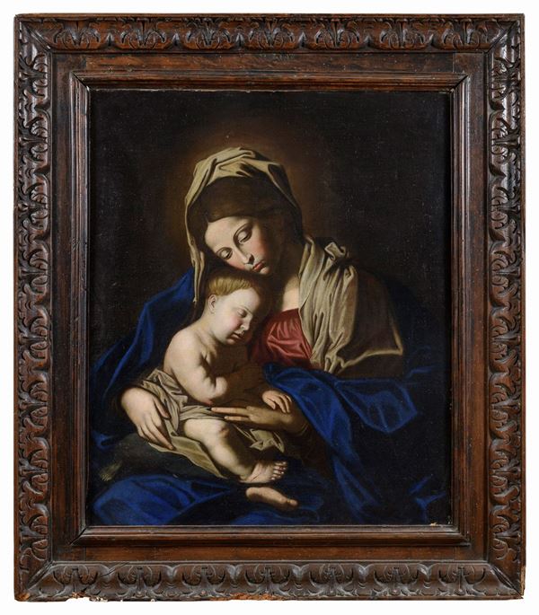 DIPINTO VERGINE COL BAMBINO DELLA BOTTEGA DEL SASSOFERRATO