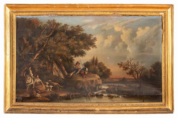 DIPINTO PAESAGGIO BUCOLICO DI PITTORE VENETO
