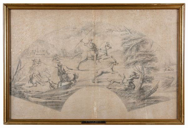DISEGNO CENA DI CACCIA DI SEGUACE DI STEFANO DELLA BELLA
