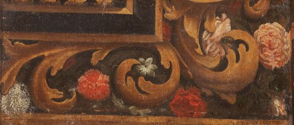 FRAMMENTO DI TELA DETTAGLIO DI CORNICE