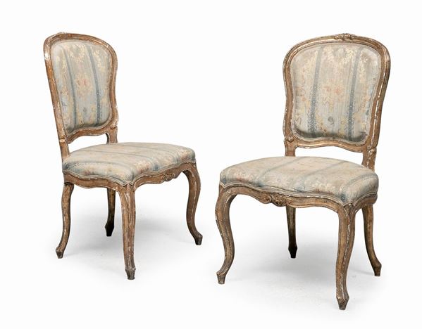 COPPIA DI SEDIE IN LEGNO DORATO