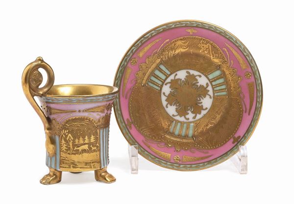 TAZZA E PIATTINO IN PORCELLANA, CECOSLOVACCHIA