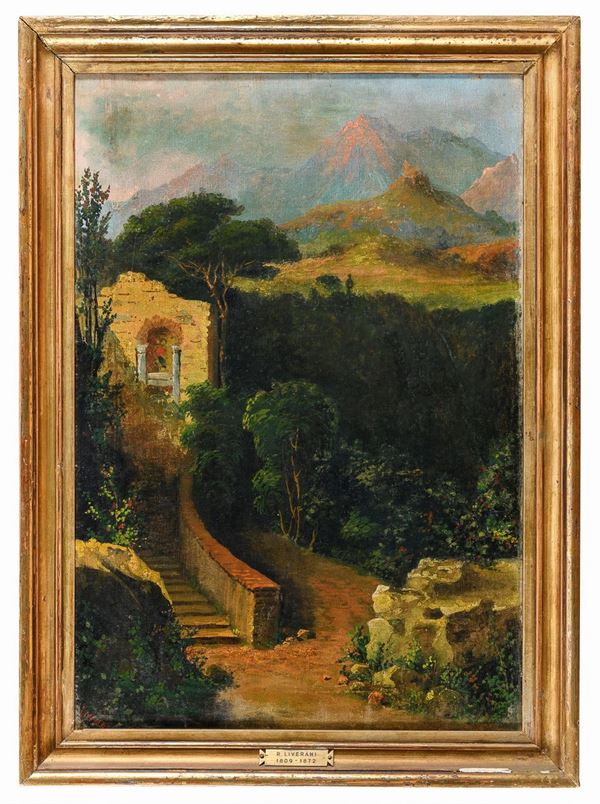 DIPINTO PAESAGGIO MONTANO DI ROMOLO LIVERANI