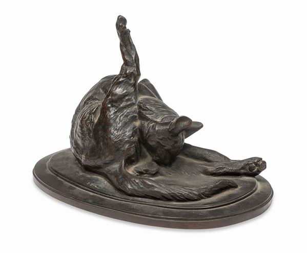 GRUPPO IN BRONZO GATTO DI EMMANUEL FR&#200;MIET